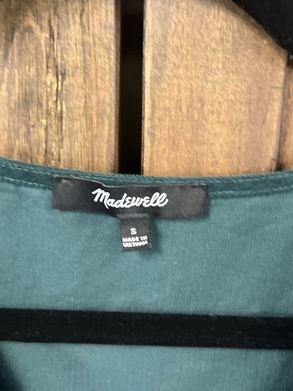Madewell Corduroy Kinston Side-Button Preppy Wrap Top Midnight Green Size Small - Picture 7 of 9